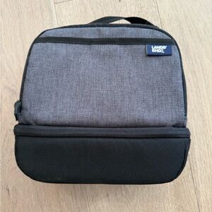 Lands' End Gray and Black insulated lunch Bag Dual-Compartment Design